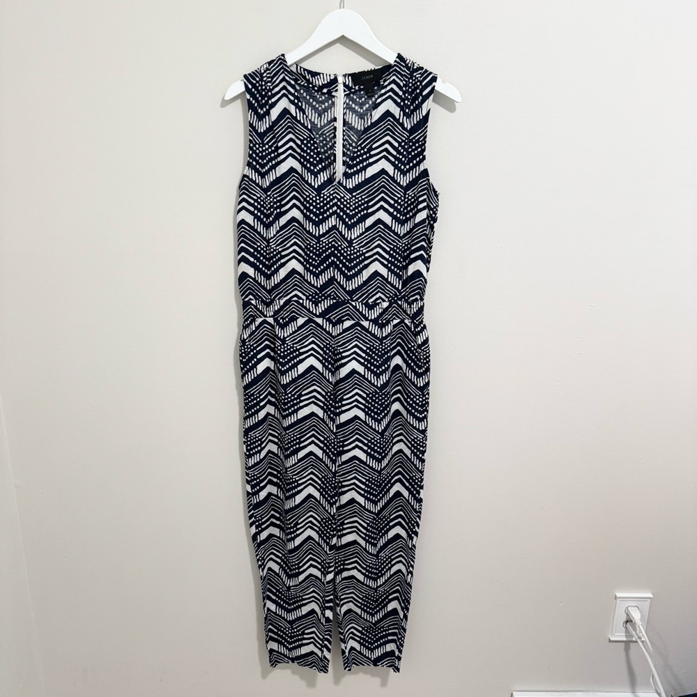 J Crew Chevron Print Linen Blend Jumpsuit